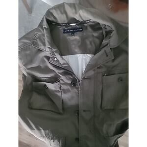 Tommy Hilfiger Men L Vtg Full Zip Jacket Green Military Nylon Limited Issue